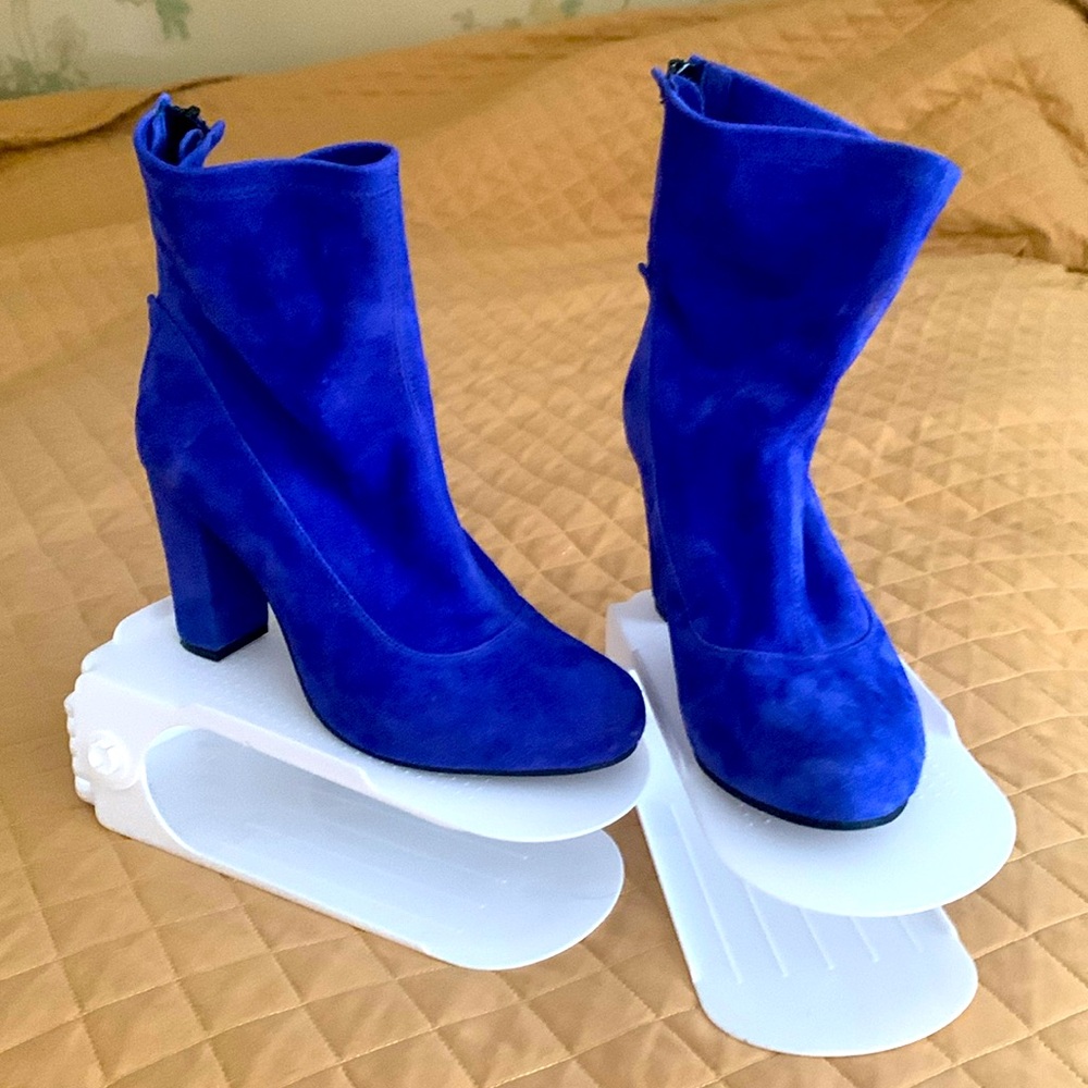 Cobalt Blue Suede Ankle Booties
